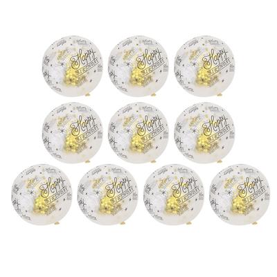 10Pcs Latex Transparent Balloon with Happy Birthday Words for Birthday Party Wedding Anniversary Decorategolden Sequin