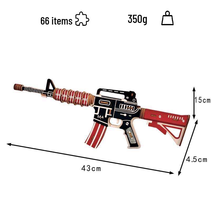 3D Wooden Jigsaw Puzzle: M4 Assault Rifle Model