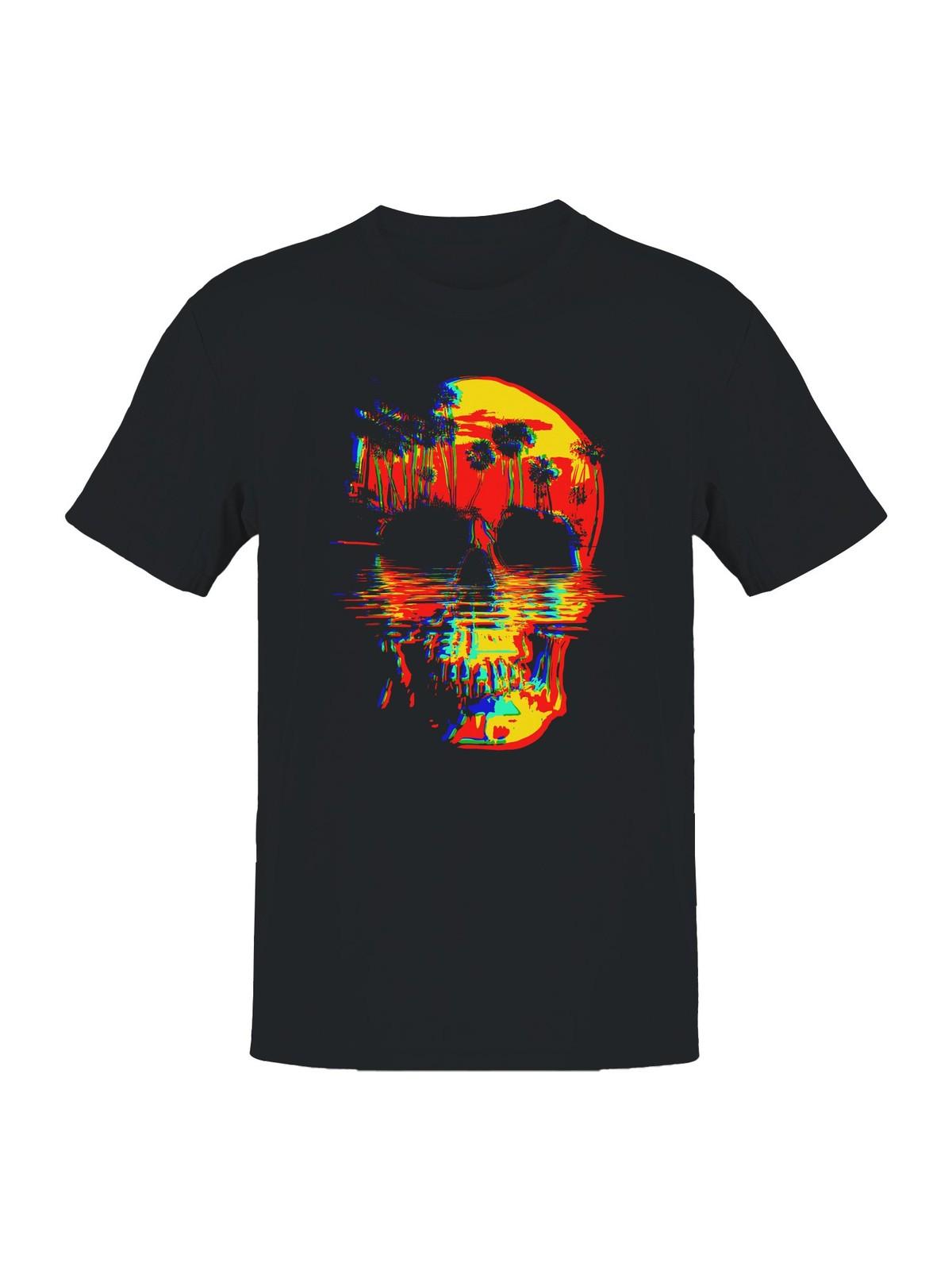 Tropical Neon Skull Reflection Men s T-shirt S