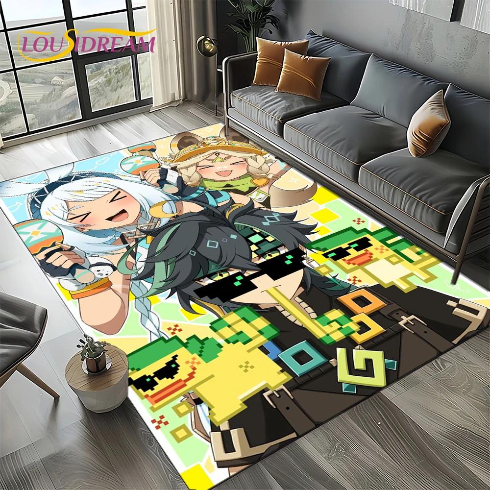 2025 New Genshin Impact Character Solo Cartoon Game Carpet Rug for Living Room Bedroom Home Sofa Decoration,Non-slip Floor Mat