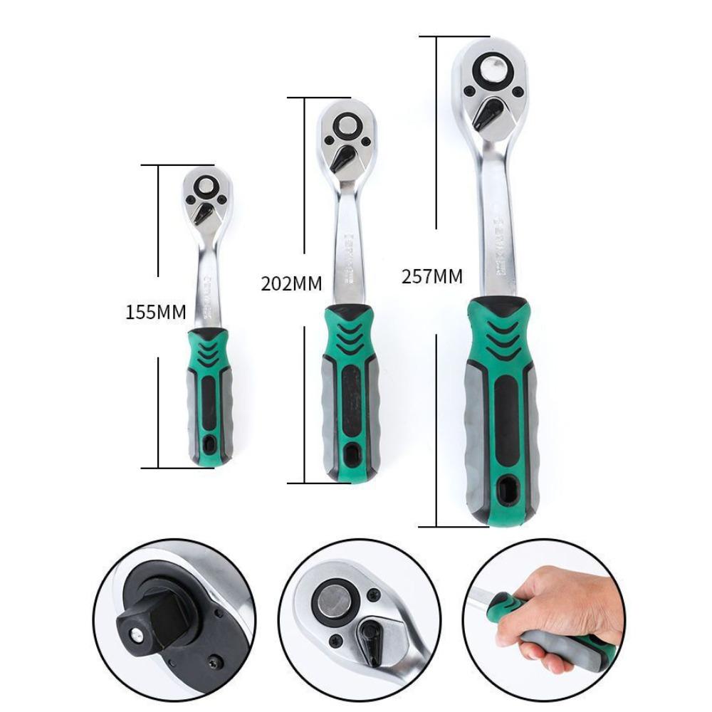 New Chrome Vanadium Steel Ratchet Wrench 1/4" 3/8" 1/2" 72 Teeth Right Angle Wrench High Torque Quick Release Hand Tools Home