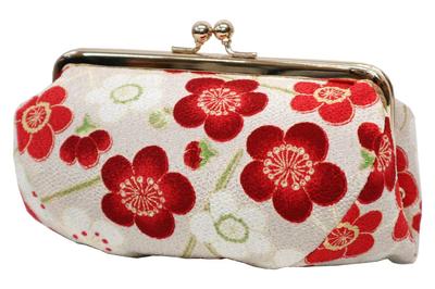 Komon Kobo Kosmetik Modern Pflaumenblüte Futako Edo 0105 Beutel, (Elfenbein), Chirimen, Kyoto, Komon,
