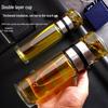 Men's Double-Walled Glass Tea Cup - Transparent, Insulated, Portable Business Gift