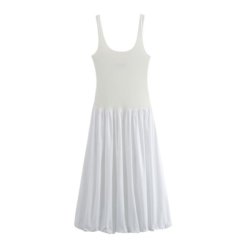 Fashion Style 2024 Summer New Arrival Women's Clothing Contrast Color Balloon Sling Midi Skirt Dress 4661327 250