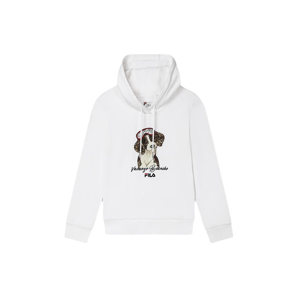 

FILA Dog Pattern Casual Hoodie Women hoodies Standard-White F51W338215AWT M