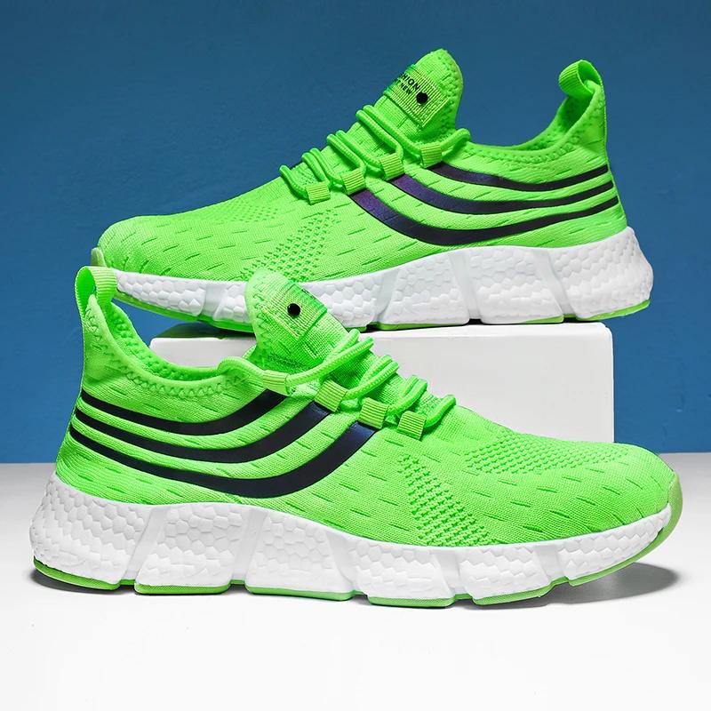 Tênis Esportivos Casuais Masculinos Respiráveis Leves Tênis Antiderrapantes Planos para Uso Externo Corrida Caminhada Tênis Esportivo para Jogging