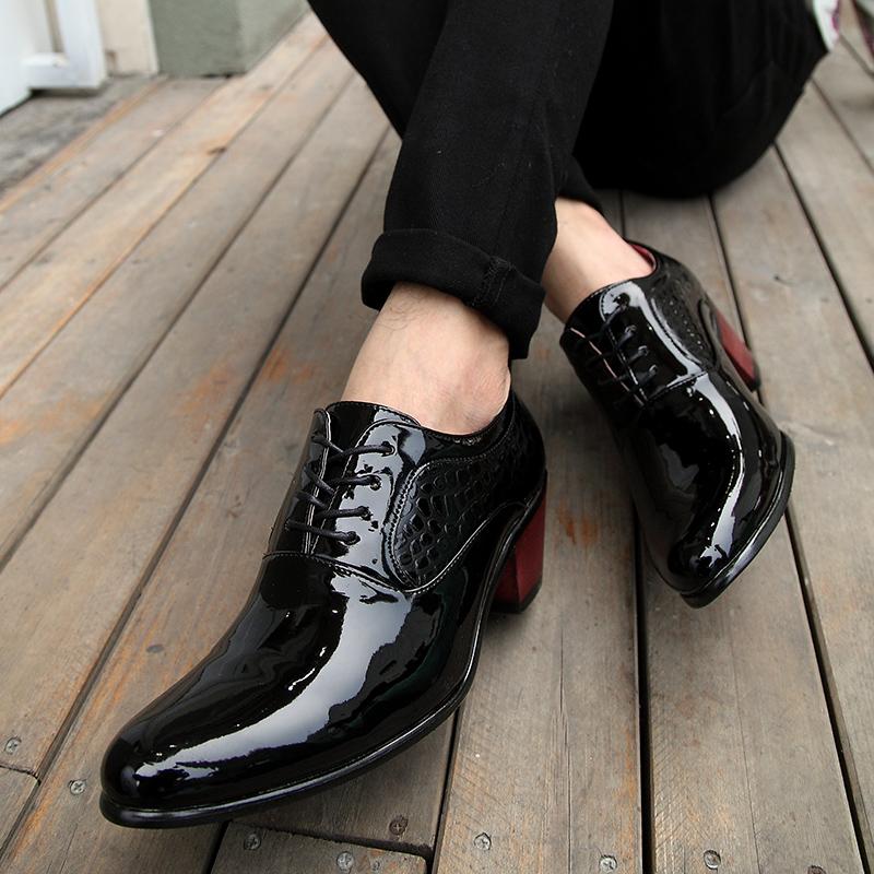 Size 38-43 Men'S Formal Business Leather Shoes With British Style High Heels And Pointed Toes XRS-67-3