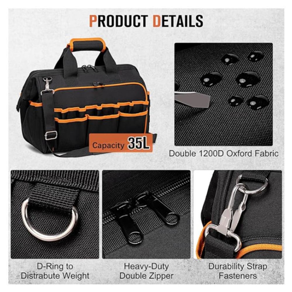 17 Inch Large Heavy Handheld Tool Bag Made Of Thick Oxford Cloth,Durable Weight-bearing Storage For Hardware Tools For Plumbers And Renovation Workers