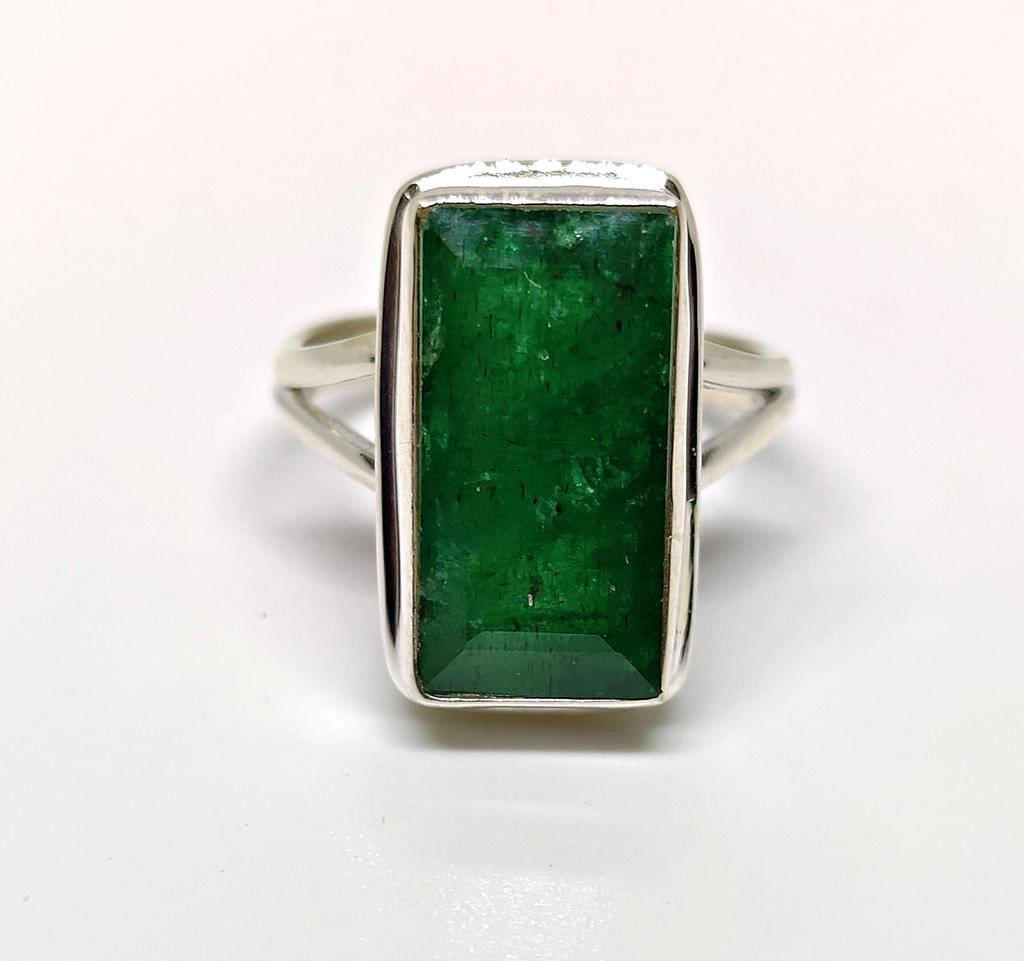Statement Ring, Emerald Ring for Women, 925 Solid Sterling Silver, Handmade Jewelry, Green Stone Ring, Birthstone Ring
