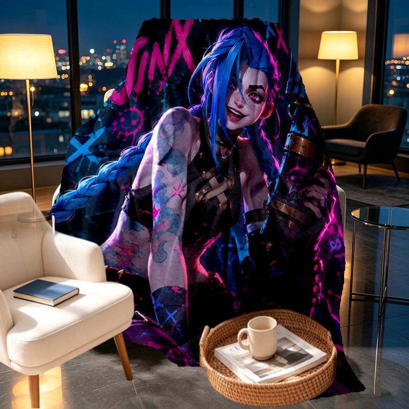 Jinx Print Blanket - Soft & Comfortable, for Bedroom, Travel, Sofa, Home Decoration - Birthday Christmas Gift for Friend