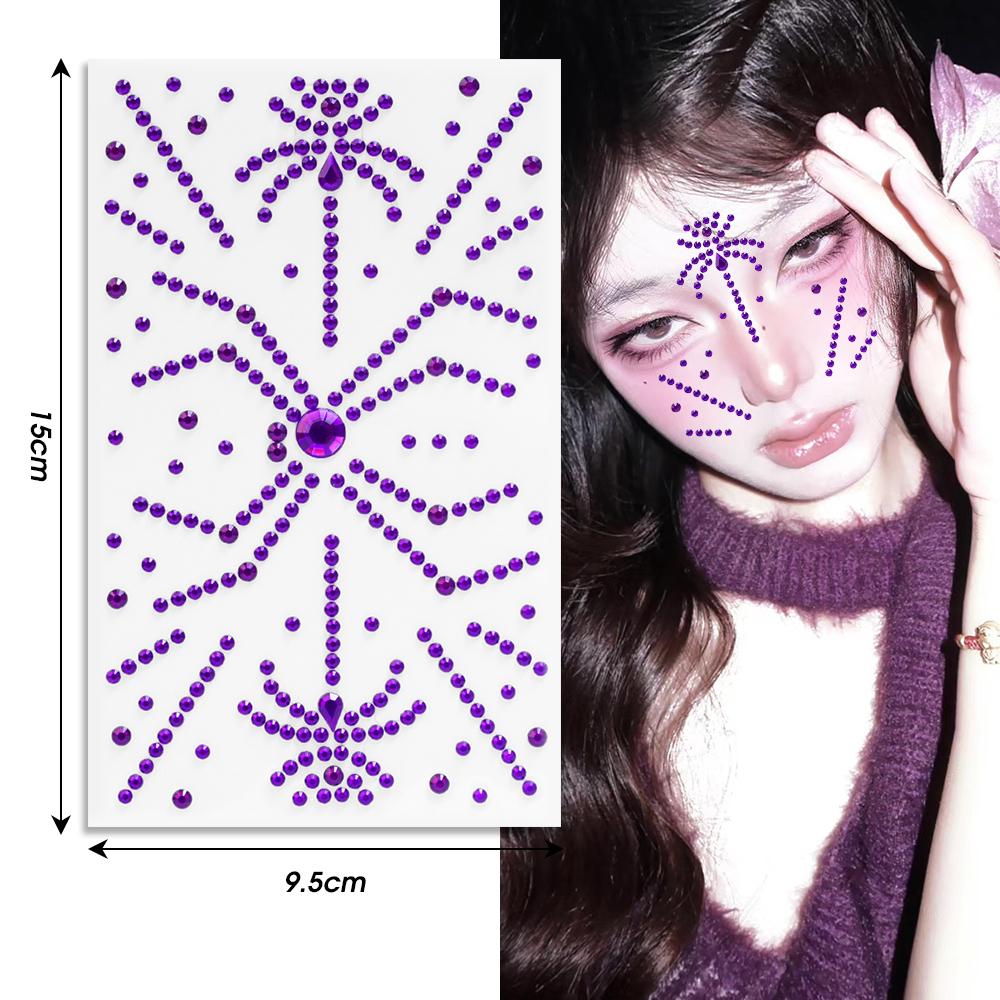 Purple Spider Acrylic Rhinestone Stickers Diamonds Jewels Self Adhesive Halloween DIY Temporary Tattoos Facial Decorate Supplies