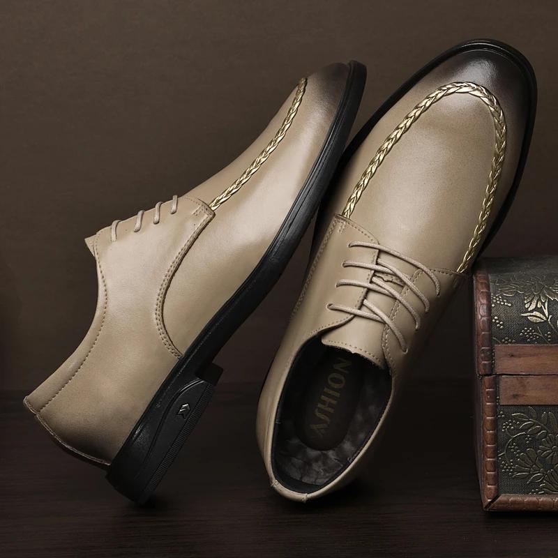 Genuine Leather Men Casual Shoes British Oxford Men's Classic Business Dress Shoes Man Luxury Brand Sneakers Shoes for Men