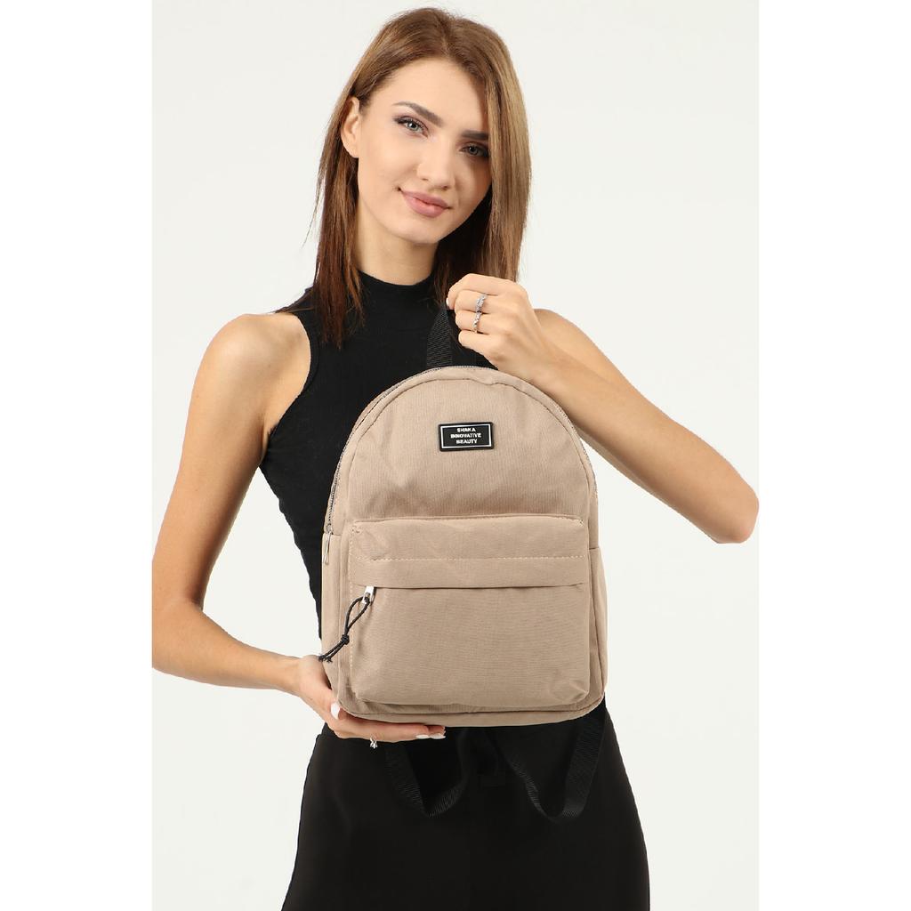 Schwarzer U21 Unisex-Rucksack mit Reißverschluss und 2 Fächern auf der Vorderseite, detaillierter Canvas-Stoff, Größe L:32 cm E:24 cm Breite:11. Jh