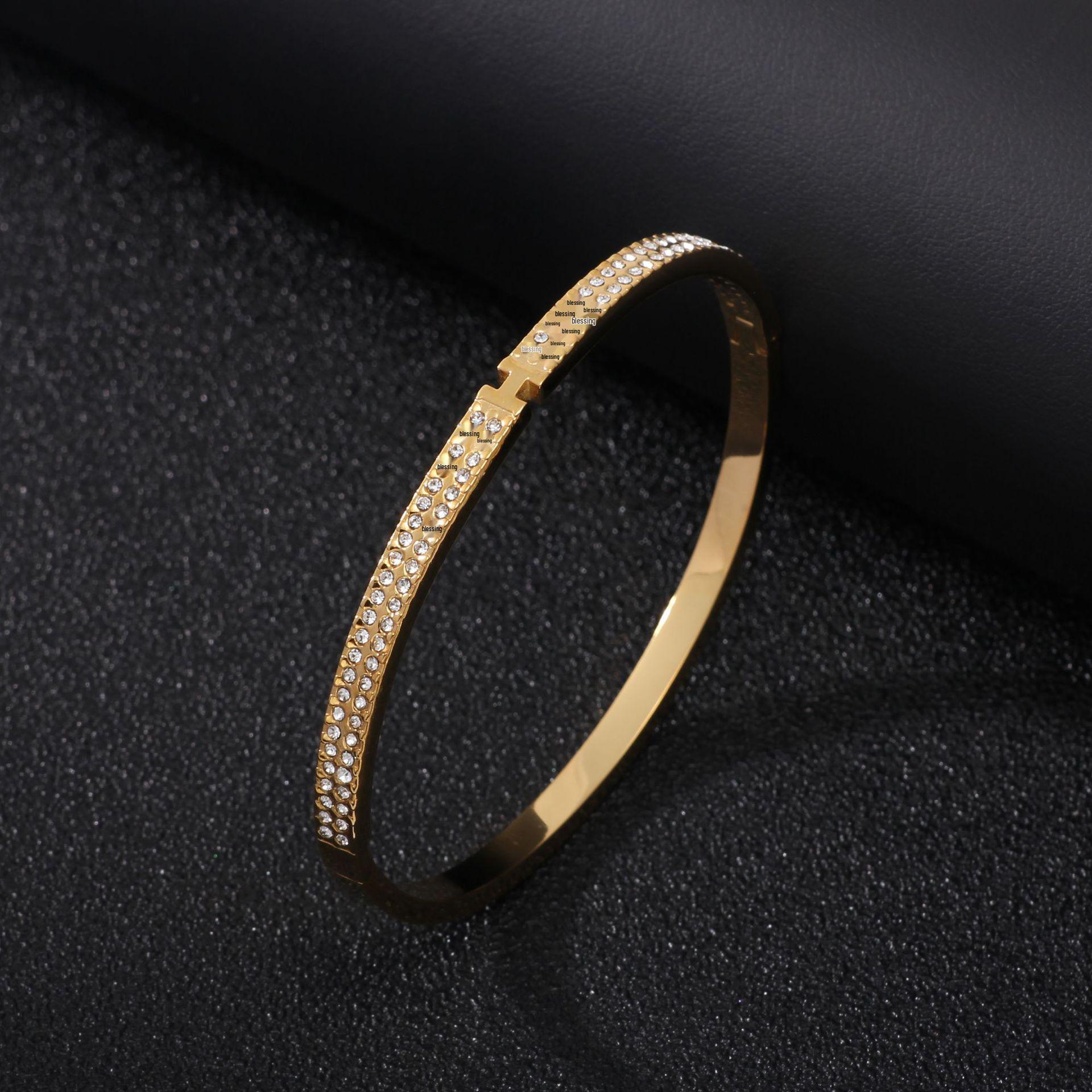 High-End Rhinestone Titanium Steel Women s Luxury Bracelet