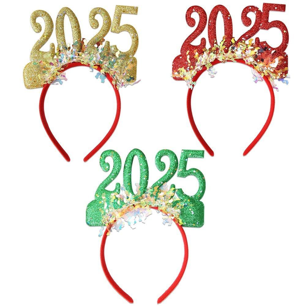 

3pcs Wear-resistant 2025 New Year Headbands Non-slip Cosplay Headbands Holiday Decor