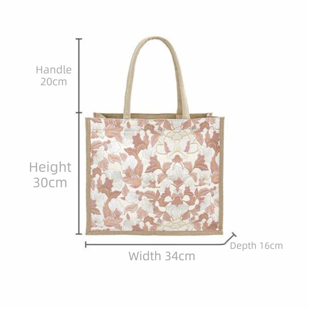 New Fashion Large Capacity Embroidery Flower Tote Bag Top-handle Lightweight Women Handbag Portable Shoulder Bag Daily Office