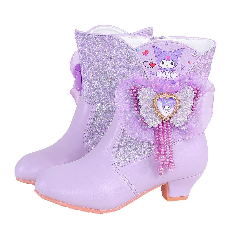 

Ботинки для девочек зима новые короткие ботинки детские ботинки Мартин детские средней длины на хлопковой подкладке ботинки Эльза маленькая принцесса зимние ботинки 38 (shoe inner length 23.5CM) лавандовый