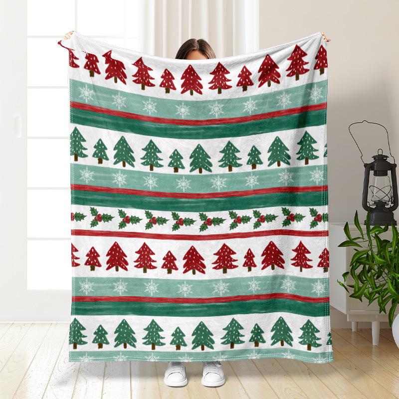 Christmas cartoon digitalprinted polyester Bedroom velvet flannel soft sofa cover blanket Fleece soft sofa cover blankets