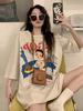 Vintage American Style T Shirt For Women With Cotton Material And Cartoon Print For Summer Casual Wear