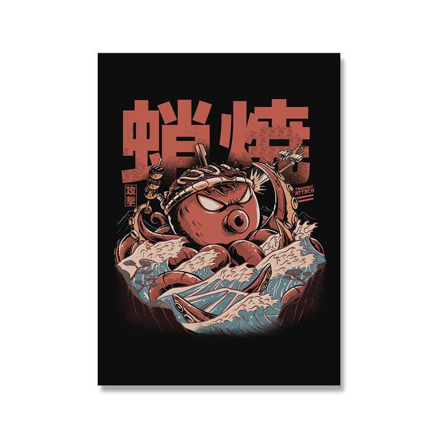 Japanese Food Monster Abstract Canvas Painting Wall Art Pictures Poster and Print for Living Kitchen Restaurant Home Decoration No Frame