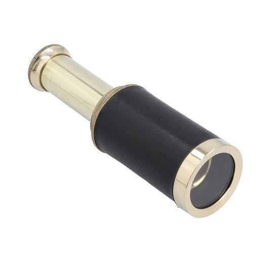 Telescope 15.24 Cm with Black Leather Stitching and Wooden Box
