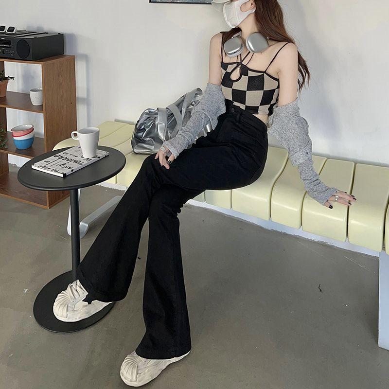 Women's Black High-Waist Micro-Flare Jeans, Spring/Summer 2025 Collection