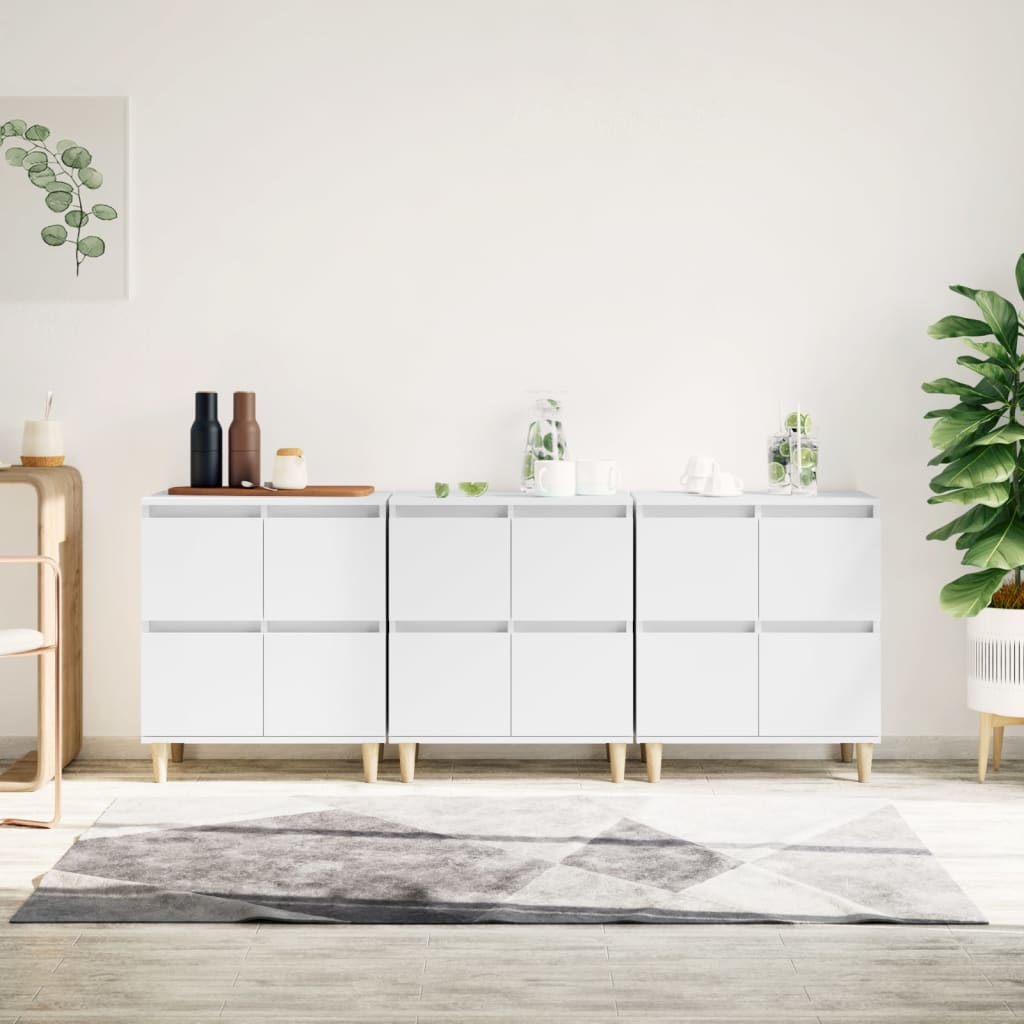 Vidaxl Komody, 3 Szt., Białe, 60X35X70 Cm, Materiał Drewnopochodny