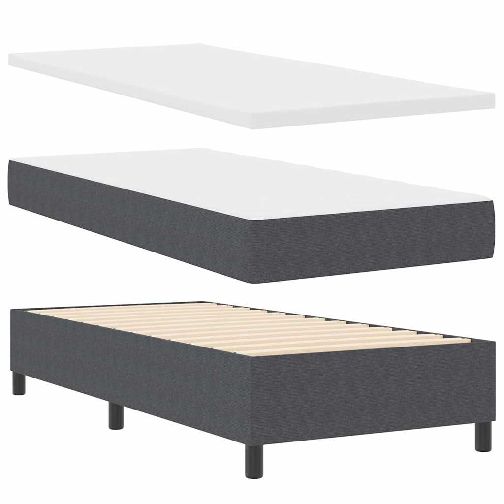 Box Spring Bed in Dark Grey and White 80 x 200 cm Cord Fabric