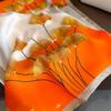 Elegant Ginkgo Leaf Print Silk Square Scarf – Versatile Headscarf for Spring and Summer
