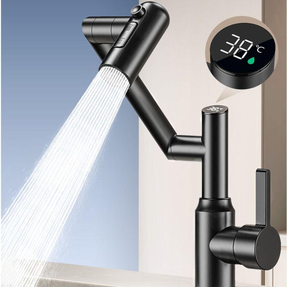 Stainless Steel Mechanical Arm Faucet Digital Display Faucet Household Application