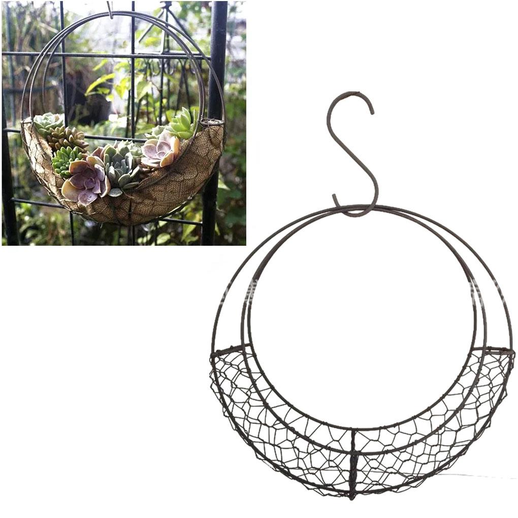 Metal Hanging Baskets Frames For Moon Shaped Wire Wreath Frame Indoor Hanging Basket Stand