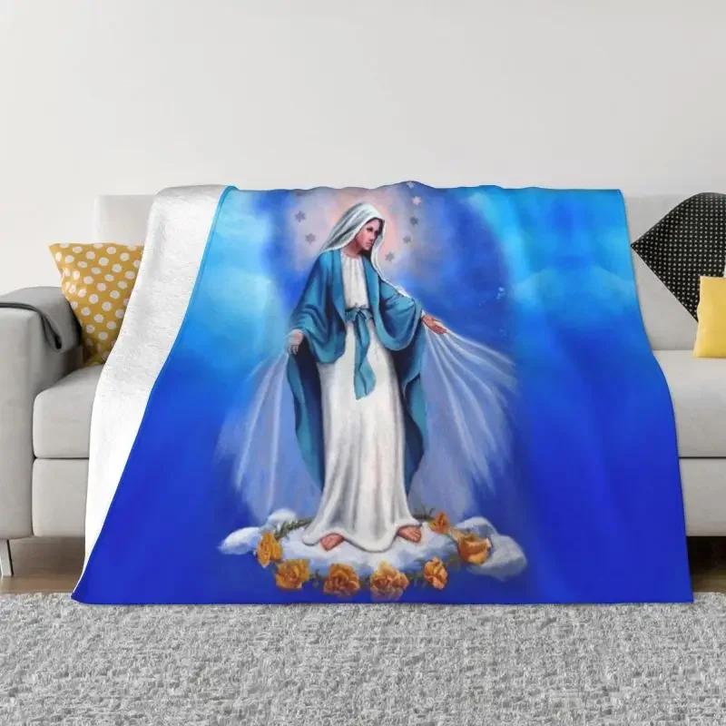 

Catholic Virgin Mary Blankets 3D Printed Breathable Soft Flannel Winter Our Lady of Fatima Throw Blanket for Couch Outdoor Bed# 75X95CM сірий колір