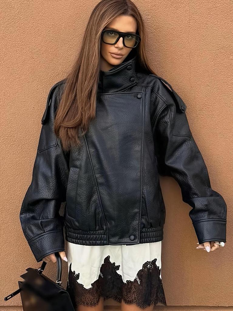 Nieuwe Dames Korte Losse PU Leer Motorjas - Lente/Herfst Europese & Amerikaanse Modetrend
