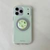 Minimalist Green Ink Splash Case with Gemstone Holder for iPhone 17 Pro Max/16/15/14