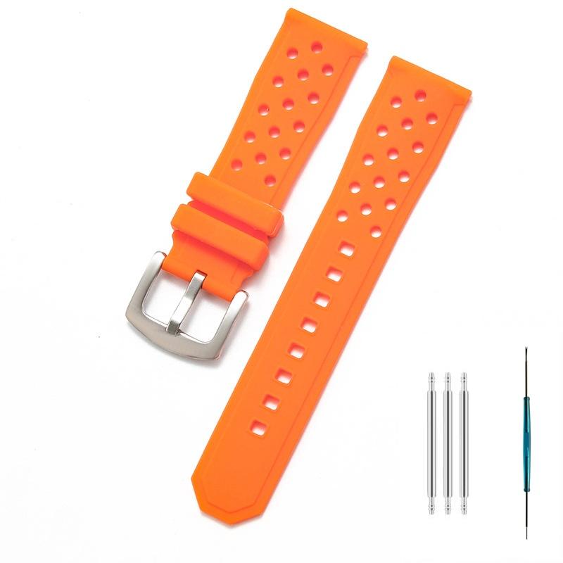 22mm Watch Strap For TAG Heuer F1 Monaco Carrera Formula 1 Watchband Air Vent Hole Wristband Rubber Silicone Bracelet Accessory
