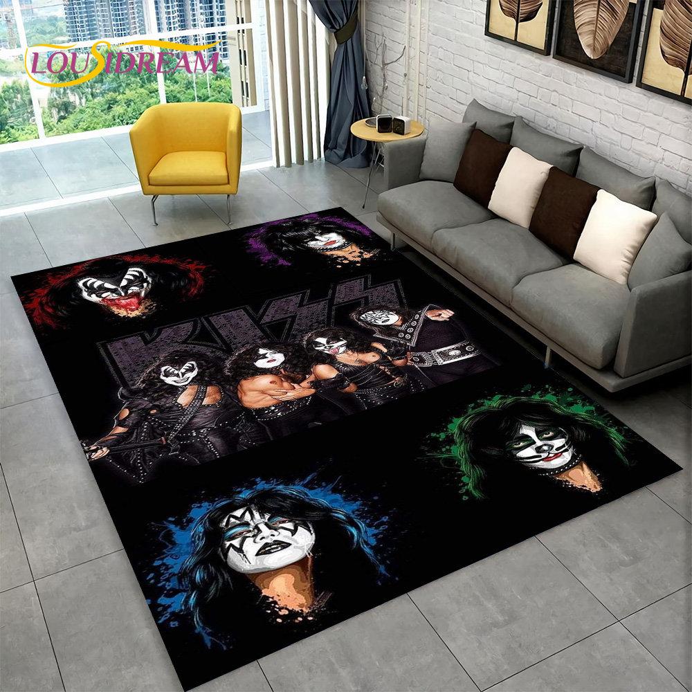 KISS Rock Band Retor Teppich, Teppich für Zuhause, Wohnzimmer, Schlafzimmer, Sofa, Fußmatte, Dekor, Küche, rutschfeste Bodenmatte Alfombra