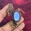 Owyhee Blue Opal Gemstone Pendant Copper Wire Wrapped Bird Jewelry Unique Pendant