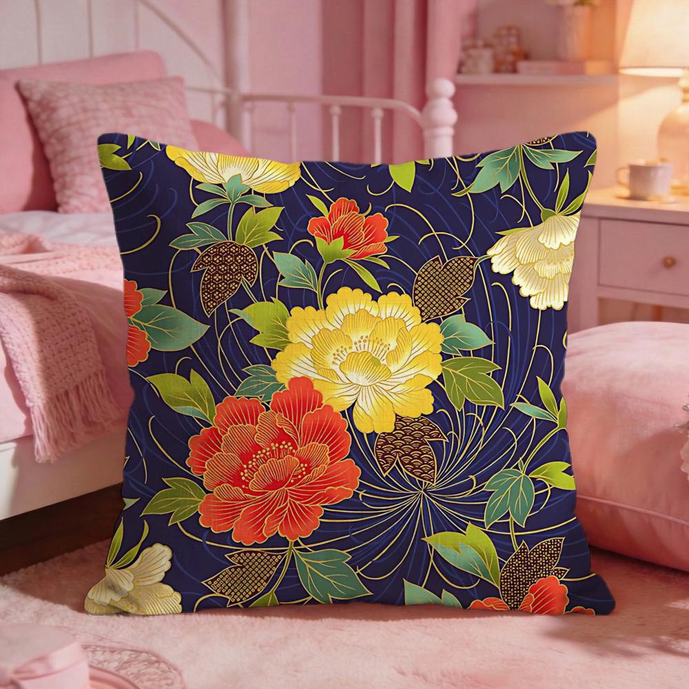 Elegant PPeony PatternS Cushion Cover Premium Comfort Reversible Pillow Cove Two in One Design for Any Room  Car Interior