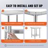 Work Table 24 x 24 x 32 Inches NSF Stainless Steel Work Table for Commercial Kitchen Prep Workbench 60X60X80cm with Lower Shelf Work Table Silvery for