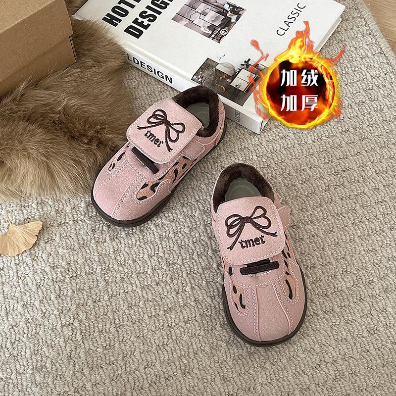 Girls' moral training shoes leopard print children's sports shoes 2025 spring and autumn primary school students autumn and winter shoes women's treas