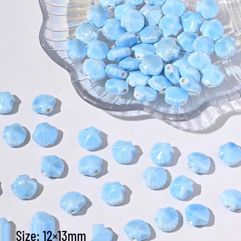 Blue Series Japanese Ceramic Seashell & Heart Beads for DIY Jewelry