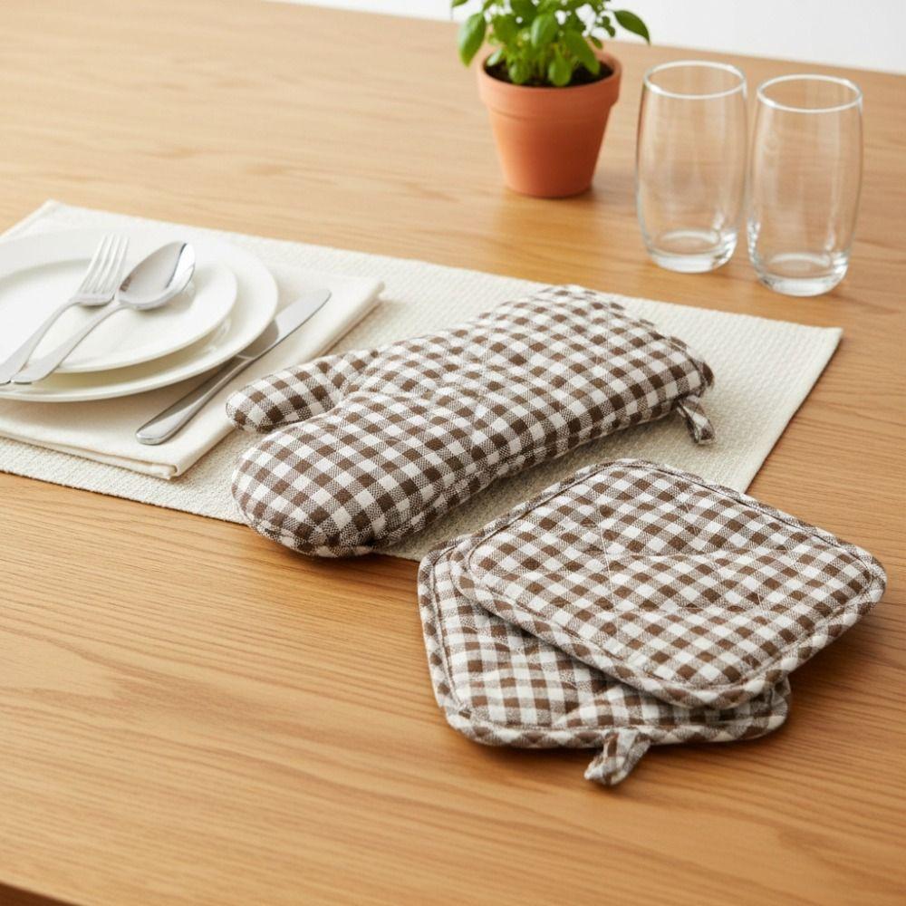 4 Piece/Set Heat-Resistant Microwave Mitten Cotton Lining Insulated Glove Kitchen Gloves Cooking