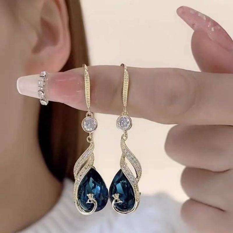 Elegant Red Crystal Phoenix Earrings - Internet Celebrity Style