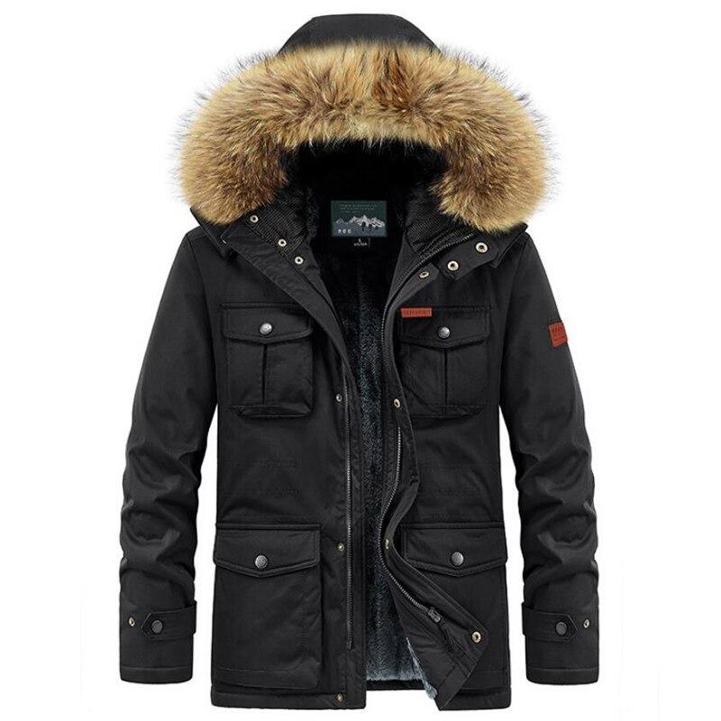 Plus Size 8xl Winter Jacket Men Warm Thick Fleece Parkas Windbreaker Military Hooded Fur Collar Overcoat Men Clothing