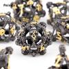 7 Pcs Black Yellow Skull Head Metal Dice Hollow Metal Polyhedral Dice Set Suitable for Role-Playing RPG  Board Game Card Game