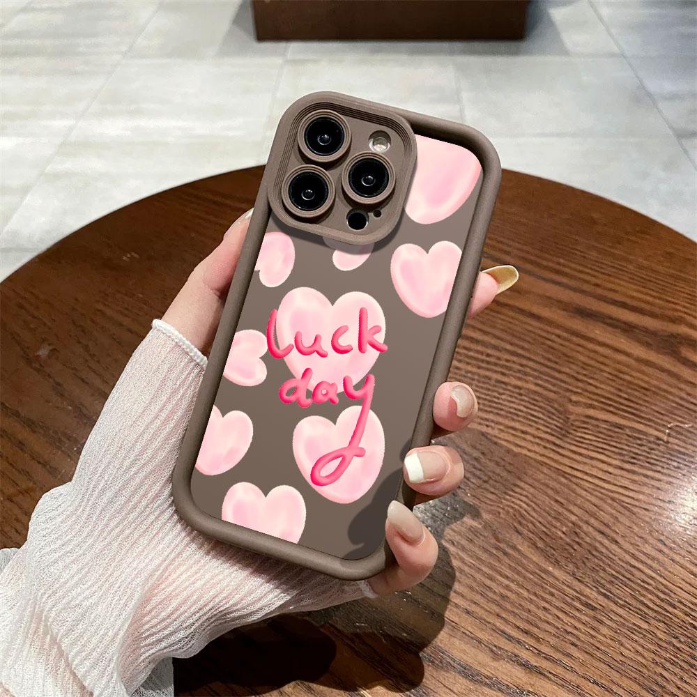 Pink Love Lucky Day Phone Case For Samsung Galaxy S25 S24 S23 S22 S21 FE A15 A25 A35 A51 A52 A53 A55 A71 A73 Plus FE Ultra 5G