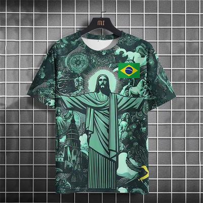 Zomer T-shirt met korte mouwen voor heren dames Volledige print Brazilië Editie Zwart Grijs Voetbalshirt Shirt Heren T-shirt Top