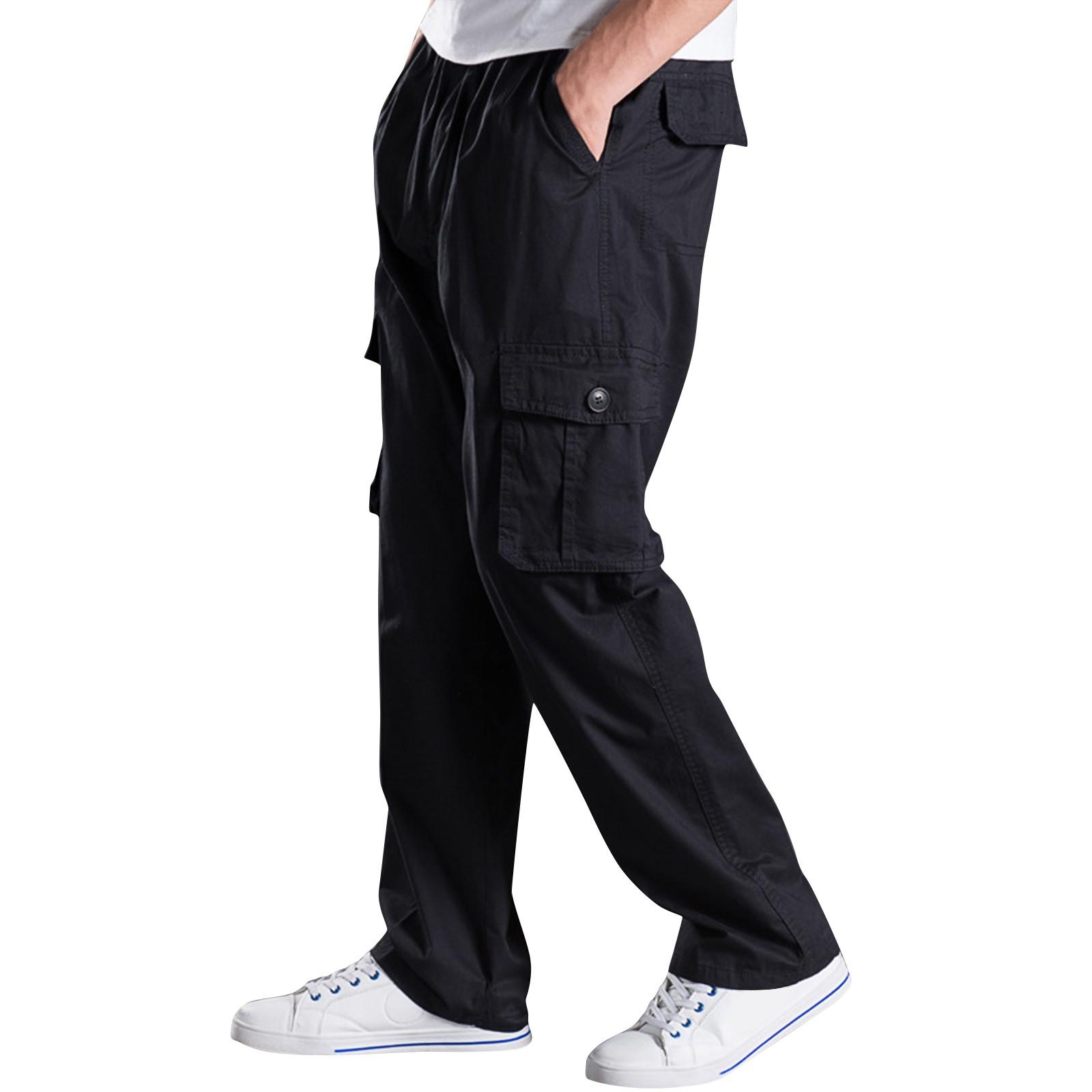 

Брюки-карго для мужчин, мешковатые, мужские брюки-карго для парашютистов, легкие брюки, свободный крой, повседневные брюки для пешего туризма со шнурком XXXXL чёрный
