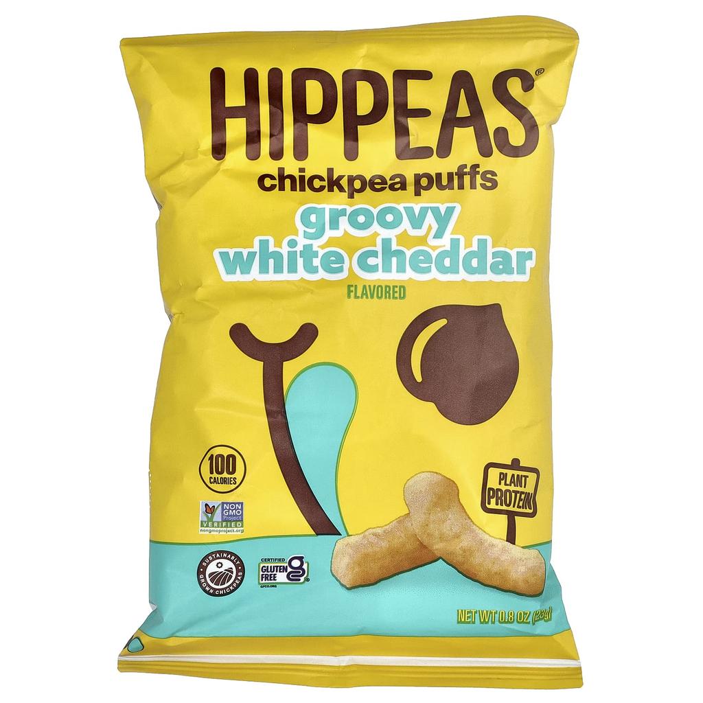 Hippeas, Chickpea Puffs, Groovy White Cheddar, 6 Packets, 23g (0.8oz) Each