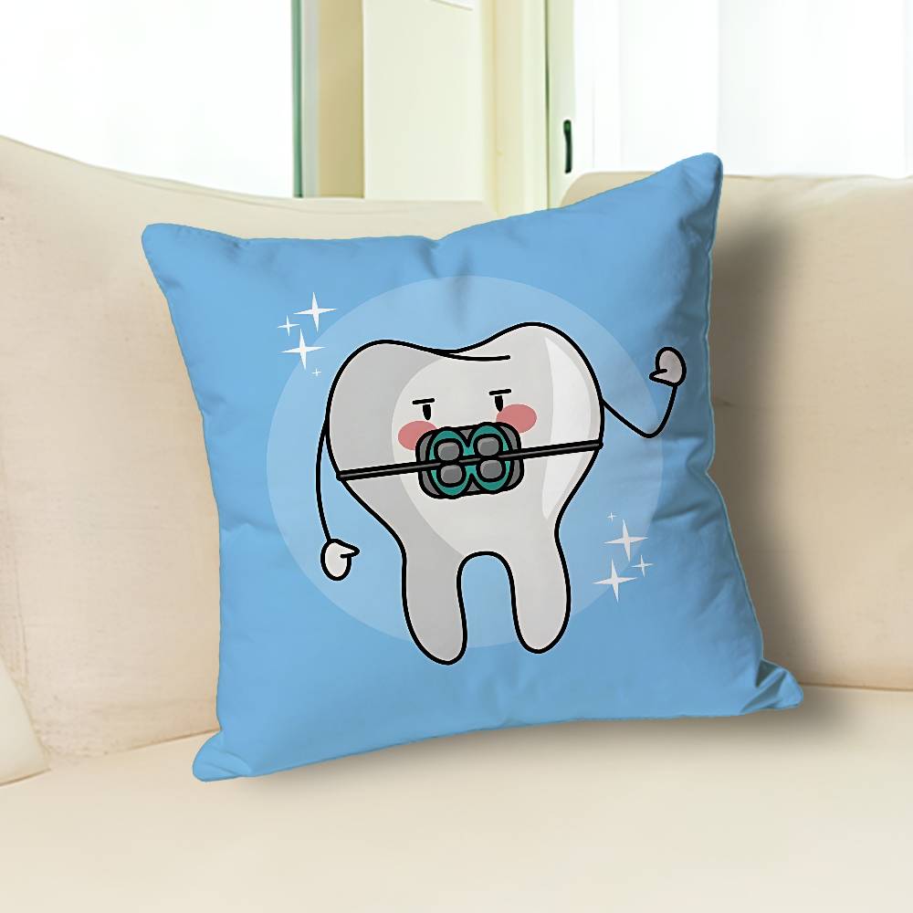 Dental Protect Tooth Cartoon Anime Celebrity Merchandise All-Match Printed Pillow Case Sofa Car Office Room Decoration Protector